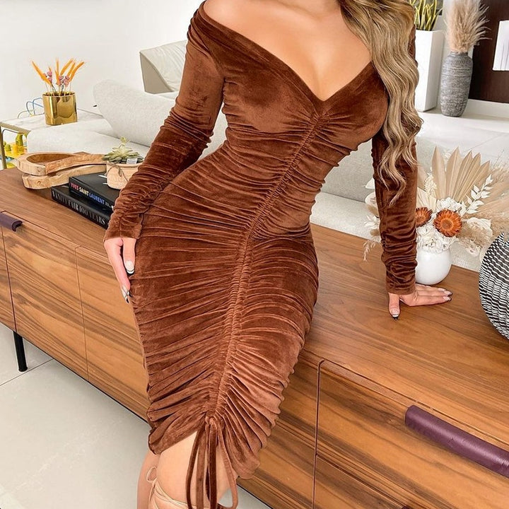 Solid Color High Waist Mid-length Dress-Lady Dresses-Zishirts