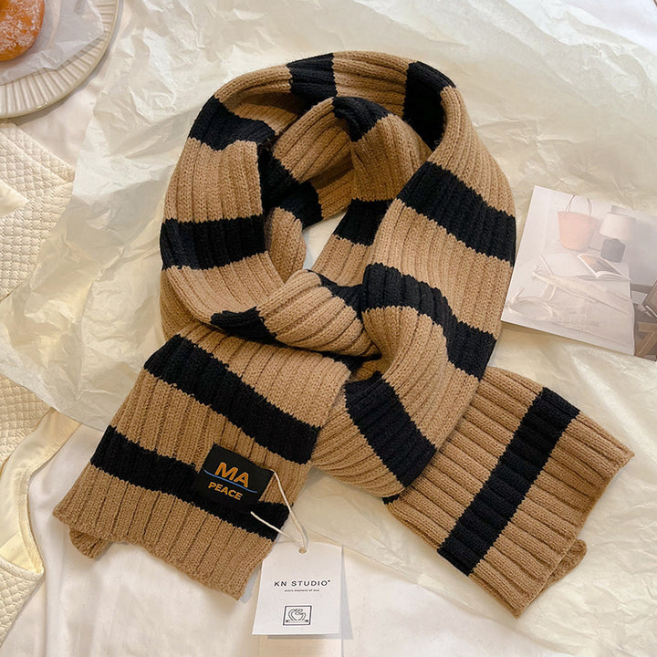 Knitted Wool Striped Scarf-Scarves & Wraps-Zishirts