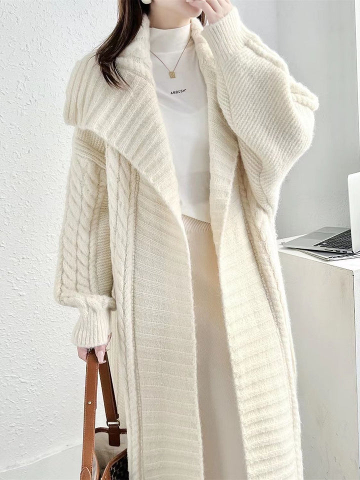 Long Knitted Cardigan Coat Women's Plus Size-Sweaters-Zishirts