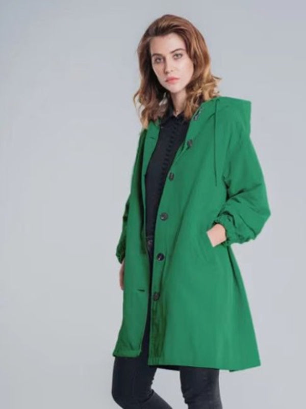 Casual Style Windbreaker Women's Mid-Length Waist Long-Sleeved Jacket-Jackets-Zishirts