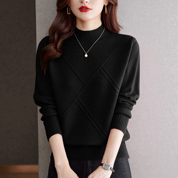 Autumn And Winter New Half Turtleneck Loose Inner Wear Sweater For Women-Sweaters-Zishirts