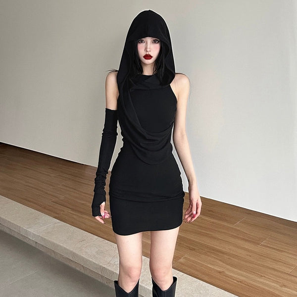 Women's Sheath Slim-fit Slimming Hooded Dress-Lady Dresses-Zishirts