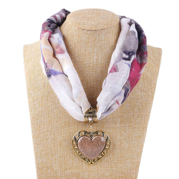 Ethnic Peach Heart Jewelry Necklace Scarf Female-Scarves & Wraps-Zishirts