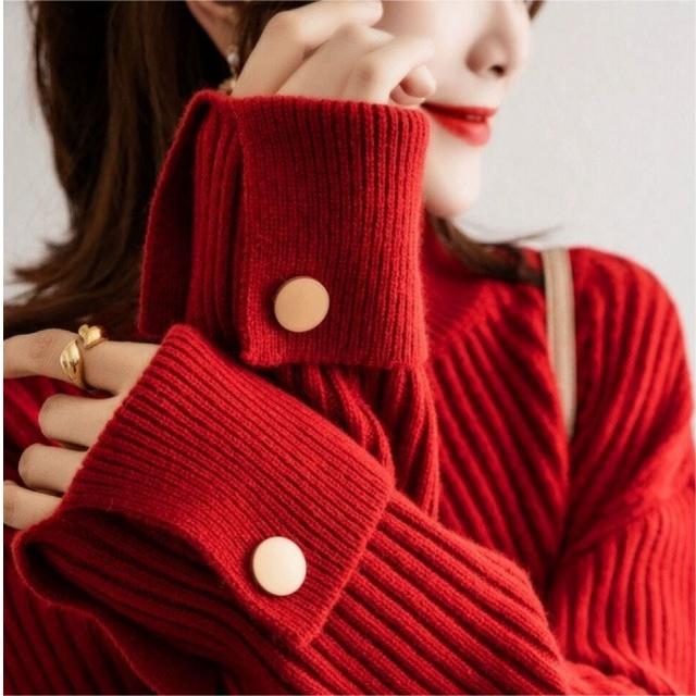 Autumn And Winter Japanese And Korean New Half Turtleneck Sweater Design Cuff Sweater For Women-Women's Outerwear 2023-Zishirts