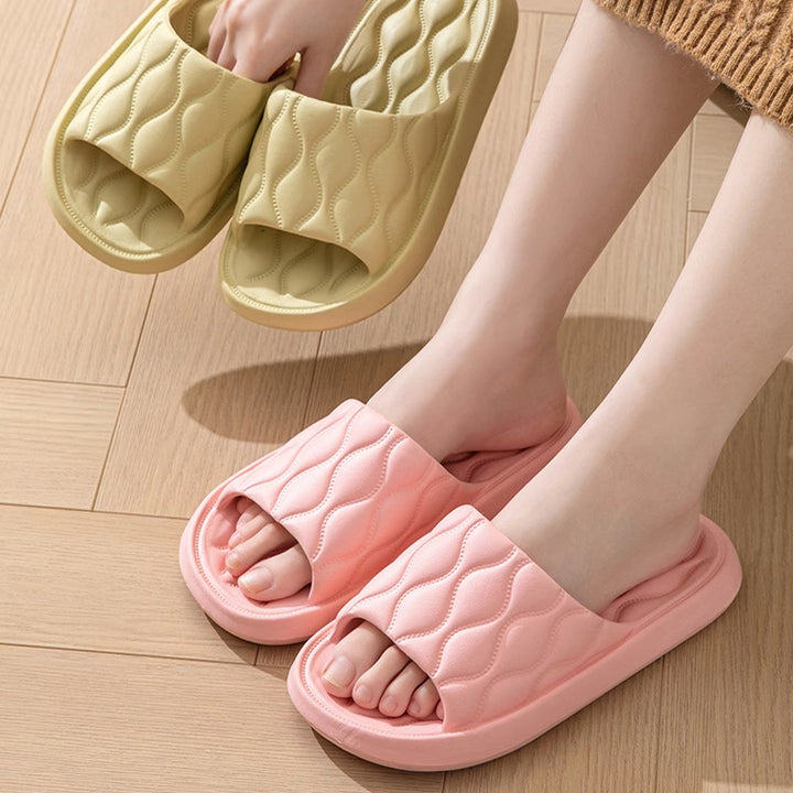 Ripple Style House Slippers EVA Soft Bathroom Slippers Women Men Shoes Home-Womens Footwear-Zishirts