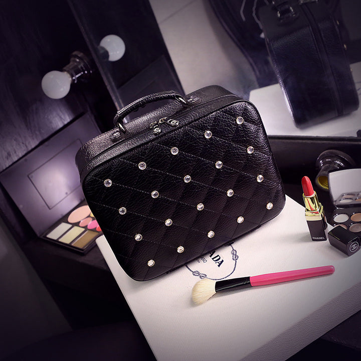 High-end Cosmetic Case With Diamond Cosmetic Bag PU Portable-Women's Bags-Zishirts