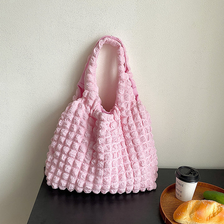 Cute Pleated Puff Shouder Bag Women Large-capacity Cloud Armpit Bag Winter Fashion Handbags Girls-Women's Bags-Zishirts