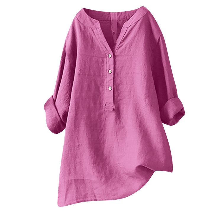 Loose Solid Color Cotton And Linen Top Shirt-Blouses & Shirts-Zishirts