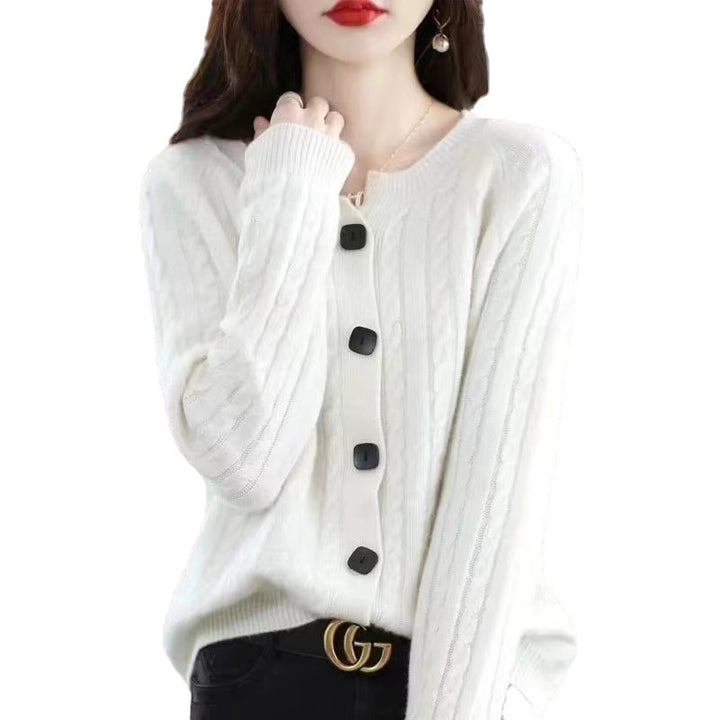 Cardigan Loose Cable-knit Sweater Base Sweater Coat Top-Sweaters-Zishirts