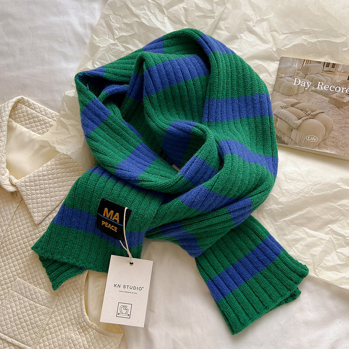 Knitted Wool Striped Scarf-Scarves & Wraps-Zishirts