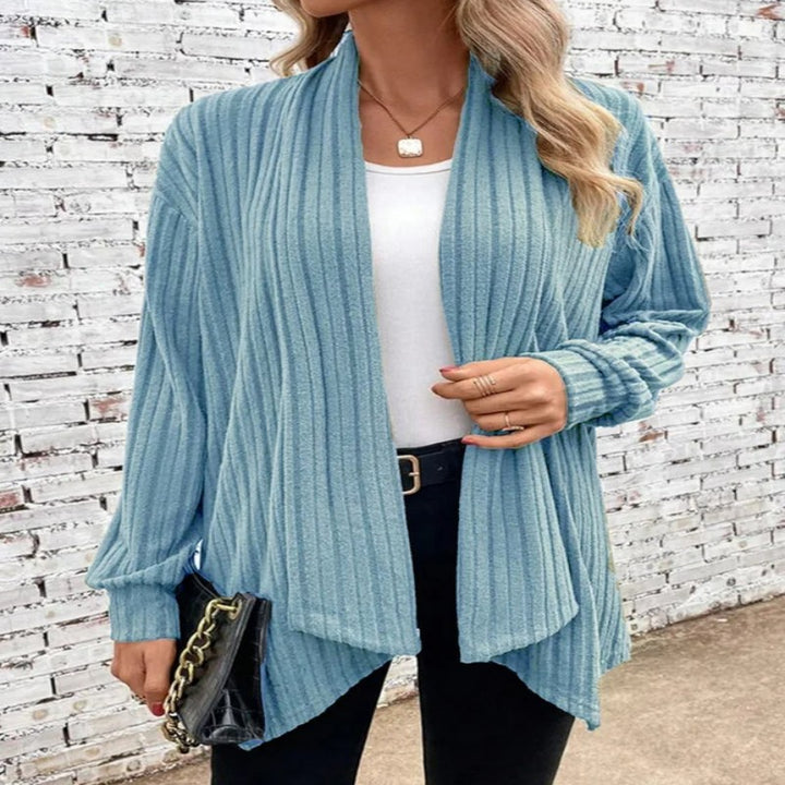 Scarf Collar Cardigan Long Sleeved Loose Knit Jacket-Sweaters-Zishirts