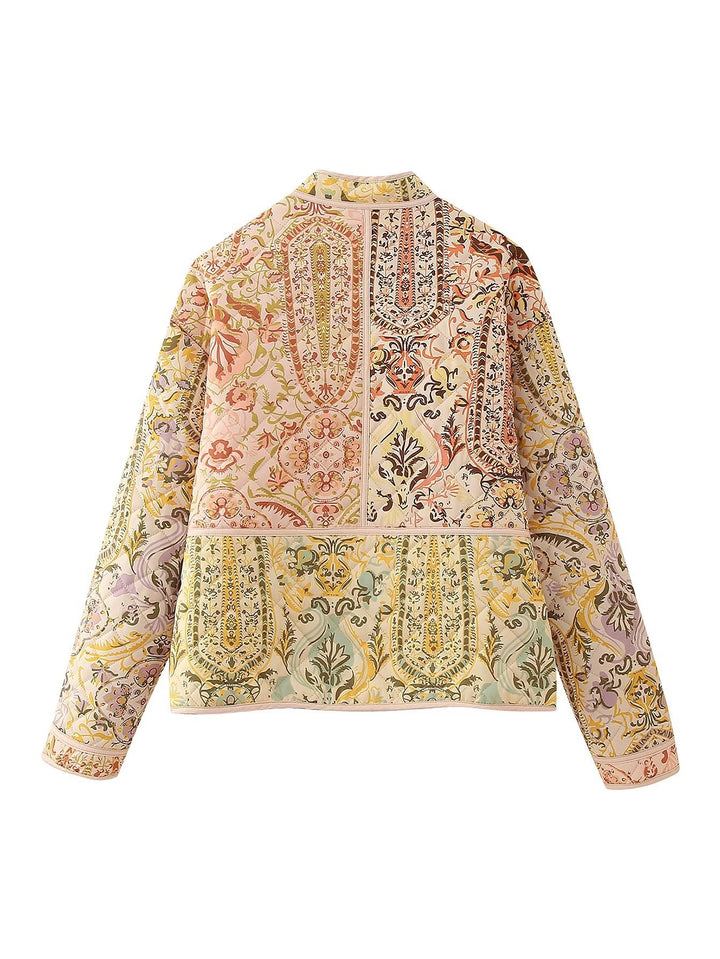 Women's Printed Pocket Cotton-padded Coat-Jackets-Zishirts