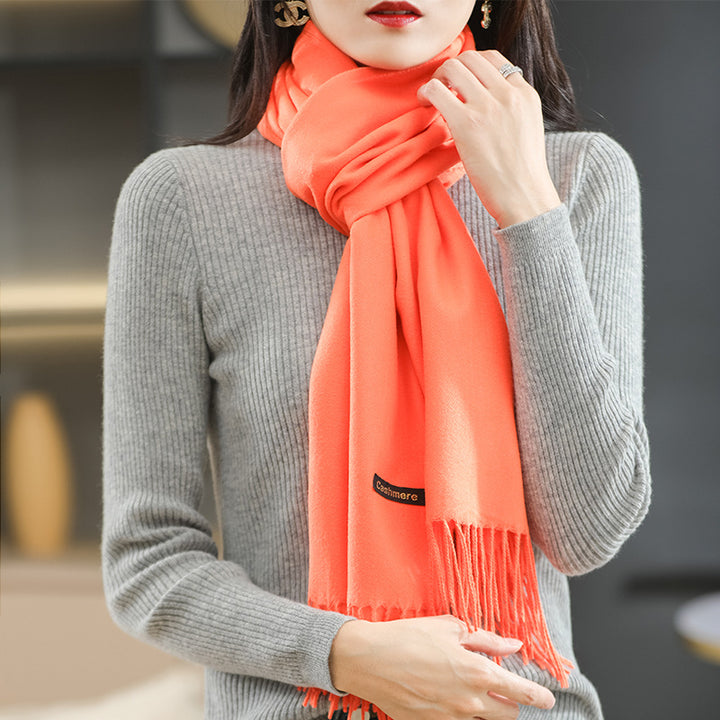 Winter Women's Dual-use Cashmere Solid Scarf-Scarves & Wraps-Zishirts