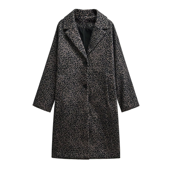 Women's Loose Blended Animal Print Coat-Jackets-Zishirts