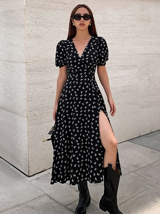 Women's Fashion Elegant Floral Dress-Lady Dresses-Zishirts