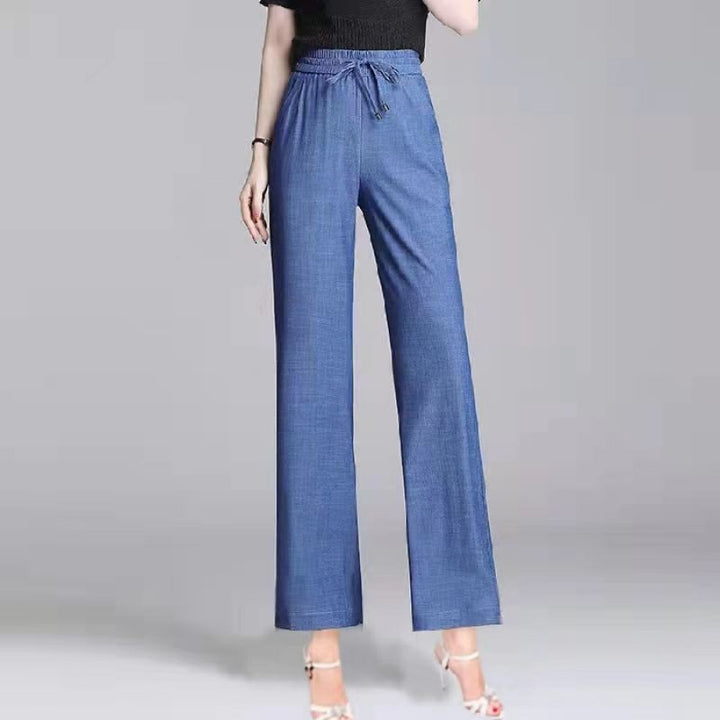 Thin High Waist Drooping Straight Loose Cropped Pants-Women's Outerwear 2023-Zishirts