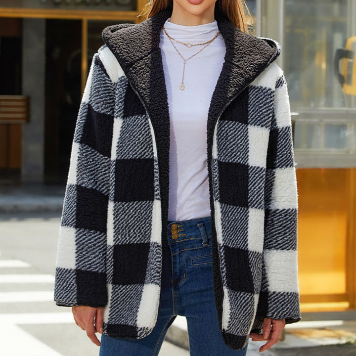 Women's Warm And Loose Plaid Coat-Jackets-Zishirts