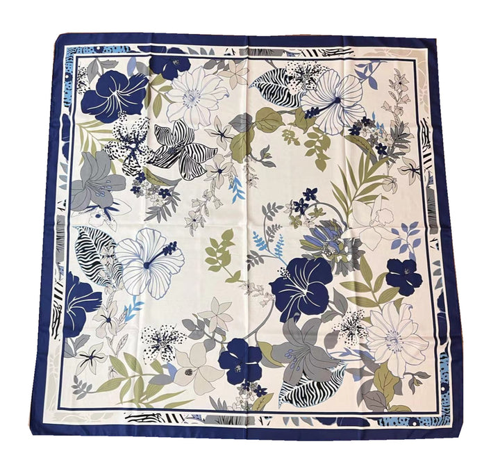 110cm Twill Floral Print Silk Scarf-Scarves & Wraps-Zishirts