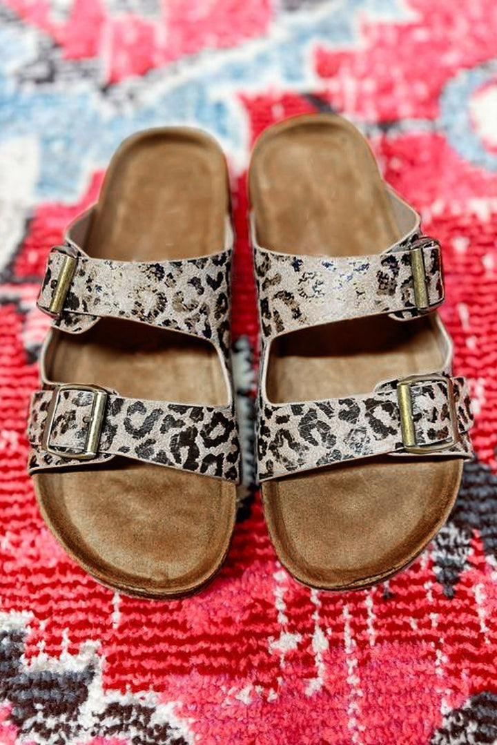 Casual Beach Double Buckle Cork Slippers-Womens Footwear-Zishirts