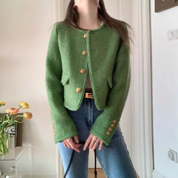 High-grade Green Classic Style French Jacket-Womens 2024 March-Zishirts