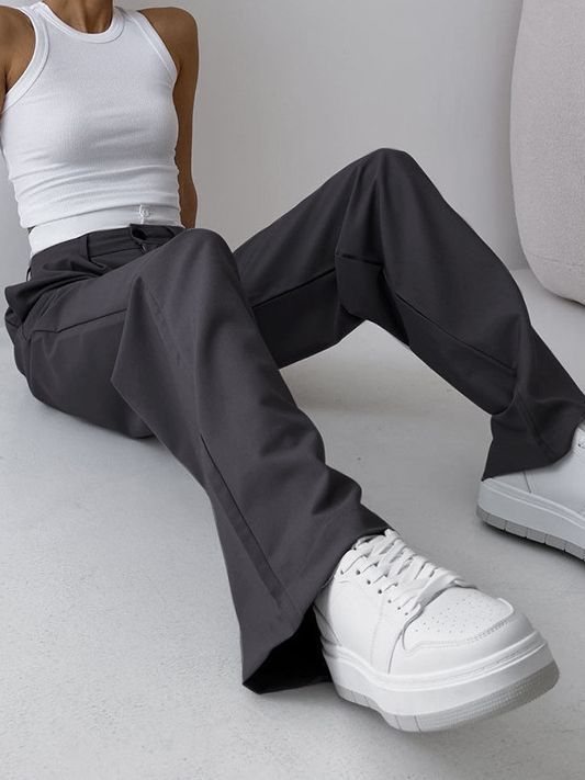 Women's Temperament Wild Stitching Straight-leg Pants-Suits & Sets-Zishirts