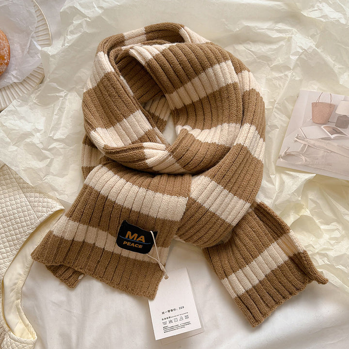 Knitted Wool Striped Scarf-Scarves & Wraps-Zishirts