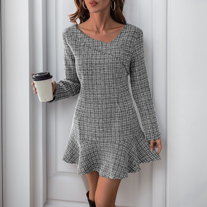 Autumn Long Sleeve Irregular Ruffles Dress-Lady Dresses-Zishirts