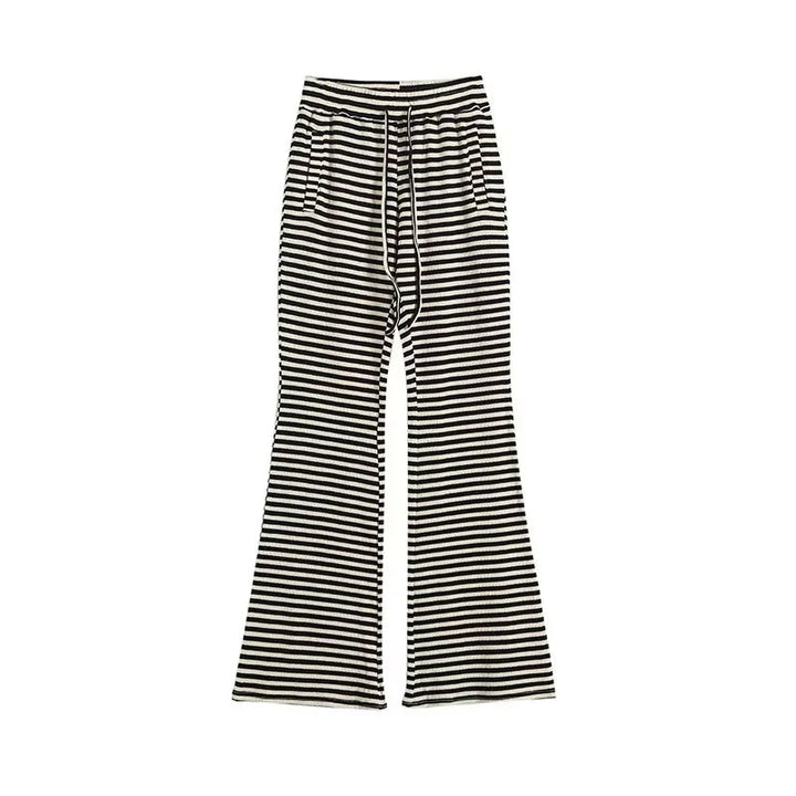 Contrast Color Stripes Bell-bottom Pants-Suits & Sets-Zishirts