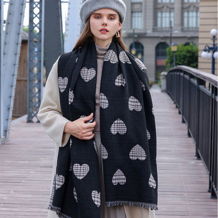 Women's Love Print Mid-length Scarf-Scarves & Wraps-Zishirts