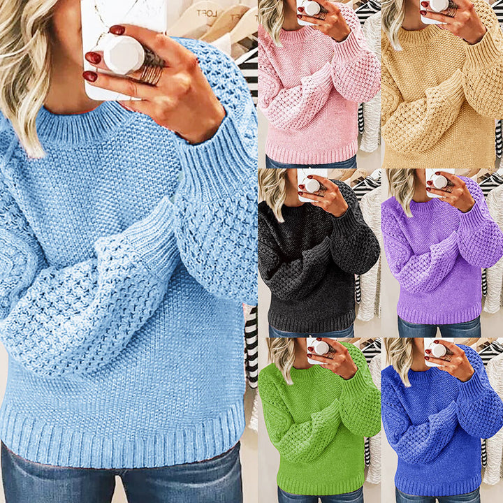 Warm Sweater Versatile Solid Color Outerwear Knitted Pullover For Women-Sweaters-Zishirts