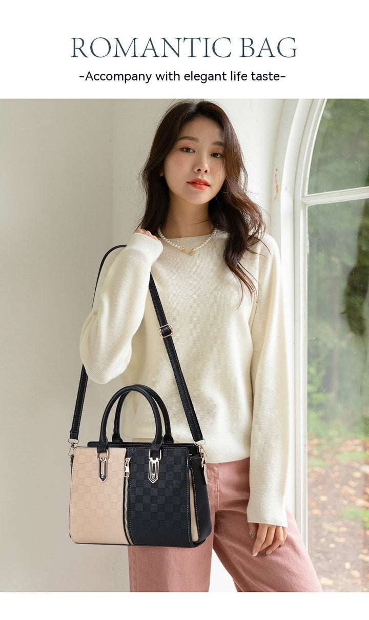 Simple Large Capacity Women's Contrast Color Ins Fashion Korean Style Shoulder Women's Crossbody Handbag-Women's Bags-Zishirts