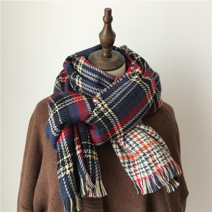 Women's Autumn Winter Retro Plaid Scarf-Scarves & Wraps-Zishirts