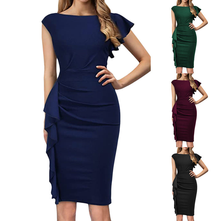 Women's Ruffled Sleeves Temperament Sheath Dress-Lady Dresses-Zishirts