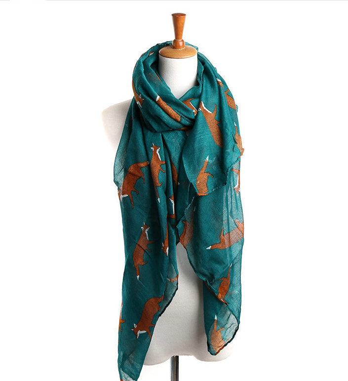 Fall Winter Fashion Korean Style Voile Animal Pattern Fox Scarf-Scarves & Wraps-Zishirts