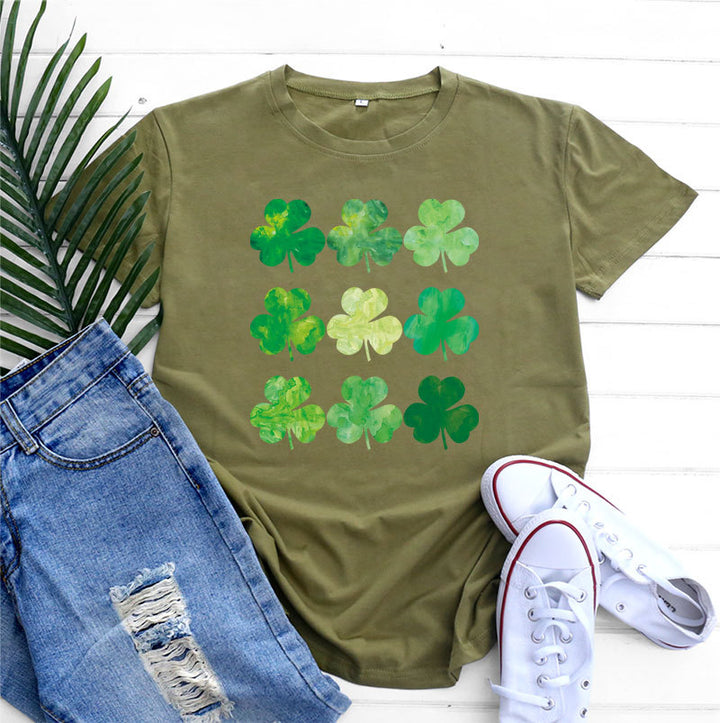 St Patrick's Day Cotton Women's Short Sleeve-Blouses & Shirts-Zishirts