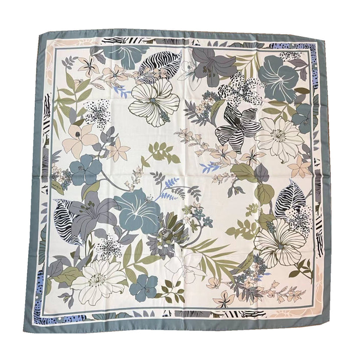 110cm Twill Floral Print Silk Scarf-Scarves & Wraps-Zishirts