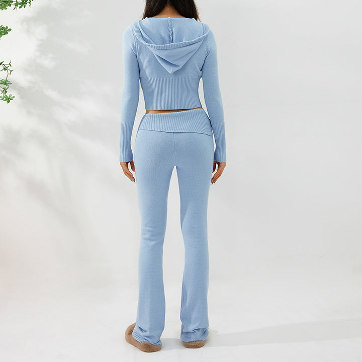 Hoodie Suit Women Leisure Sexy Zip Long Sleeve Sweater And High Waist Long Pants Set-Womens 2024 March-Zishirts