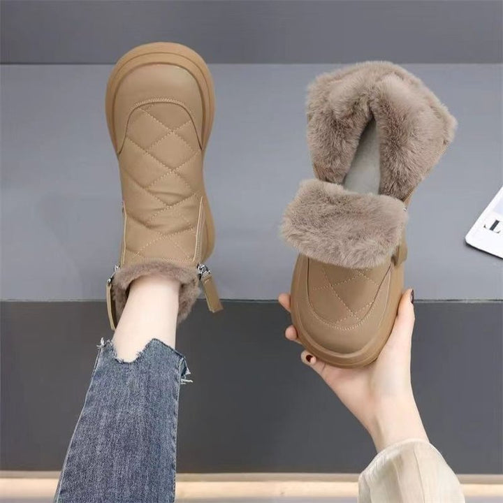 Snow Boots For Women Winter New Fleece-lined Thickened Northeast China Cotton Shoes Waterproof Non-slip Warm-Womens Footwear-Zishirts