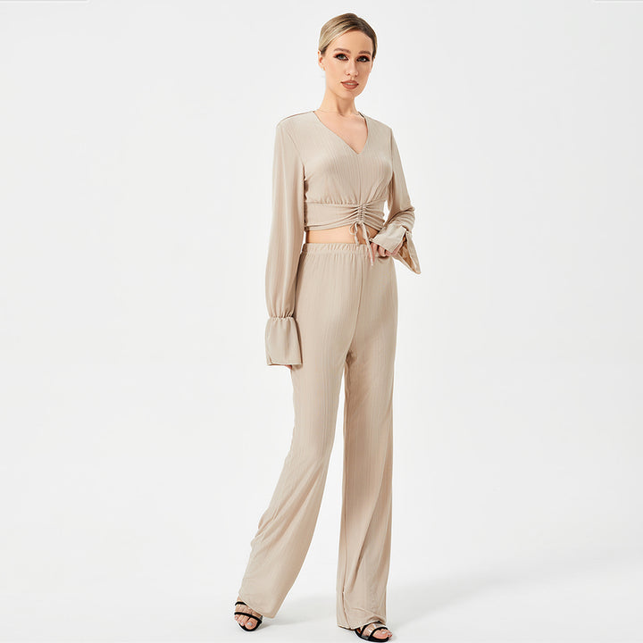 Two Piece Pants Set Long Sleeve Top-Suits & Sets-Zishirts