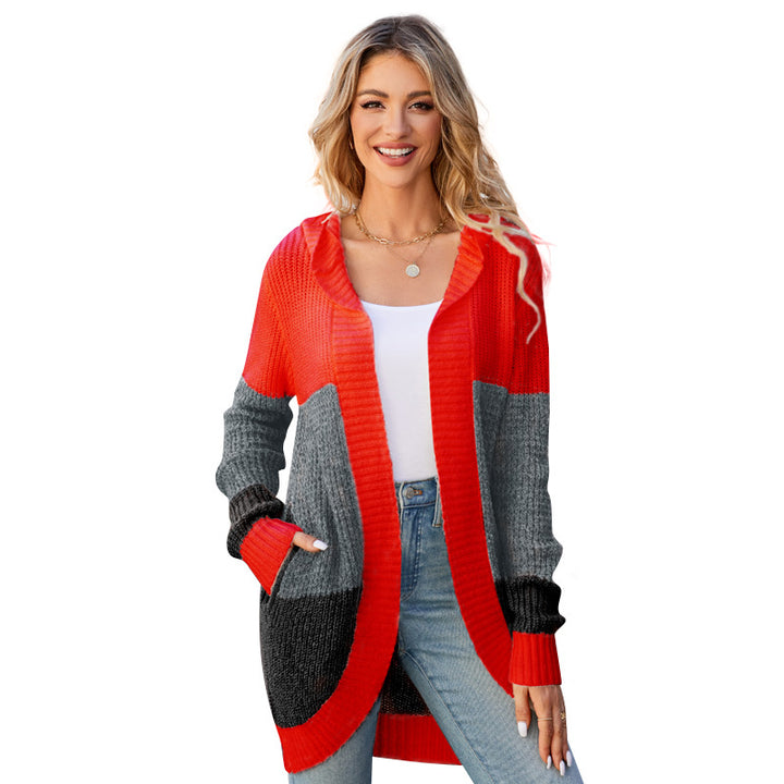 Contrast Color Casual Sweater Coat For Women-Sweaters-Zishirts