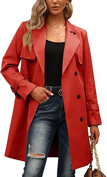 European And American Autumn Women's Double Breasted Fashion Casual Trench Coat-Jackets-Zishirts