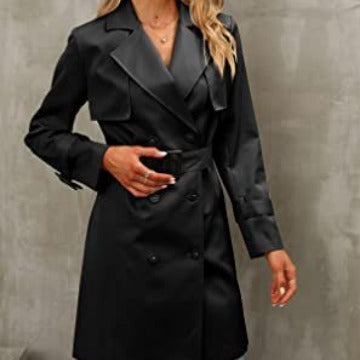 European And American Autumn Women's Double Breasted Fashion Casual Trench Coat-Jackets-Zishirts