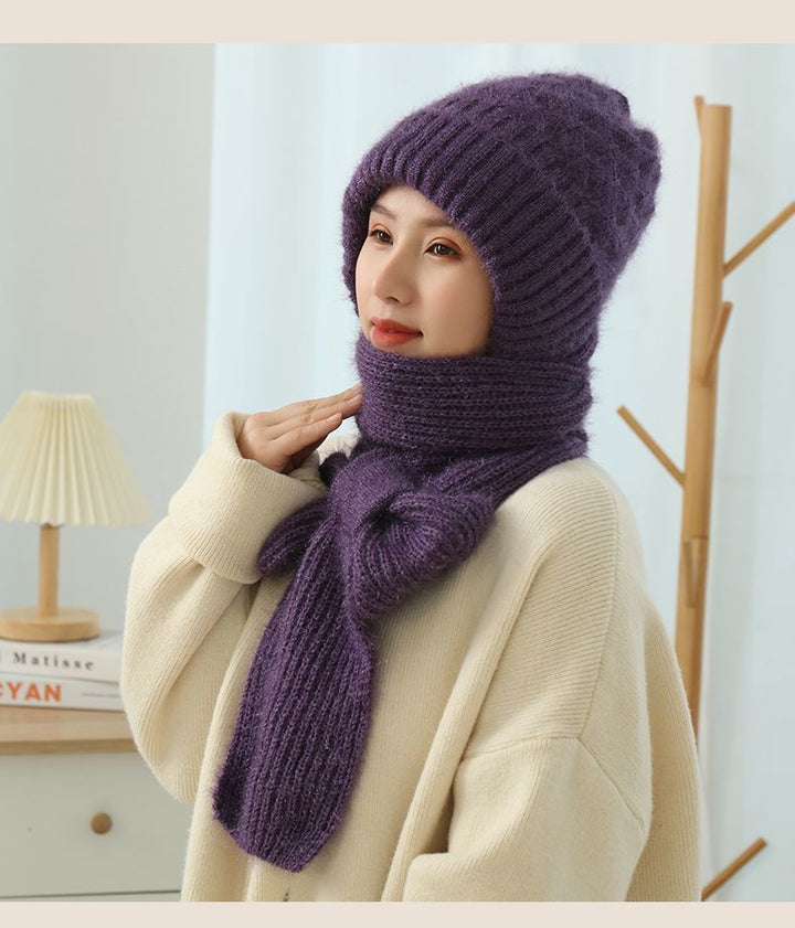 Women's Fleece-lined Scarf And Hat Winter Warm Knitted Hat Scarf-Women's Outerwear 2023-Zishirts