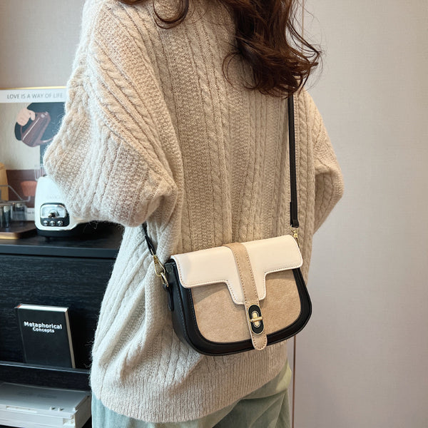 Retro Casual Bag Female Fashion Color Contrast-Women's Bags-Zishirts