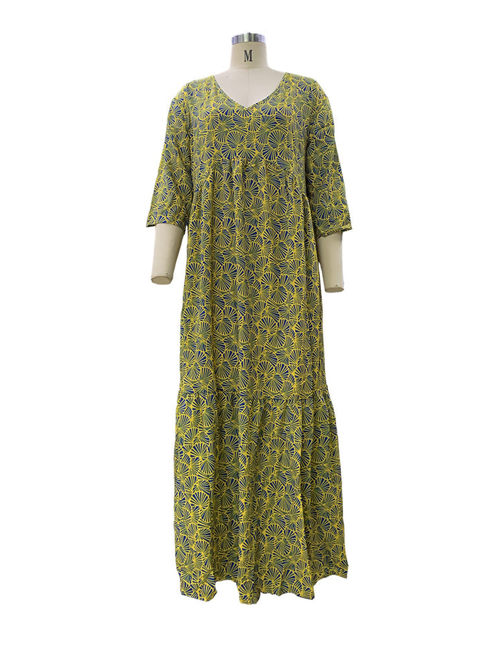 Women's Fashionable Printed Bohemian Loose Dress-Lady Dresses-Zishirts