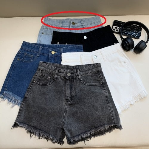 Wide Leg Denim Shorts Frayed Summer New High Waist Slimming-0-Zishirts