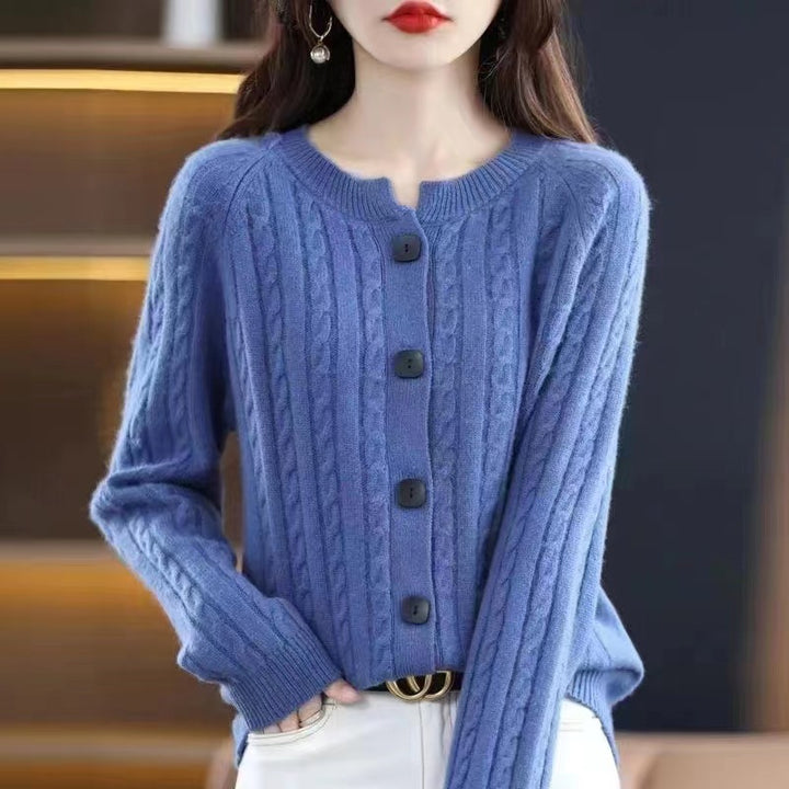 Cardigan Loose Cable-knit Sweater Base Sweater Coat Top-Sweaters-Zishirts