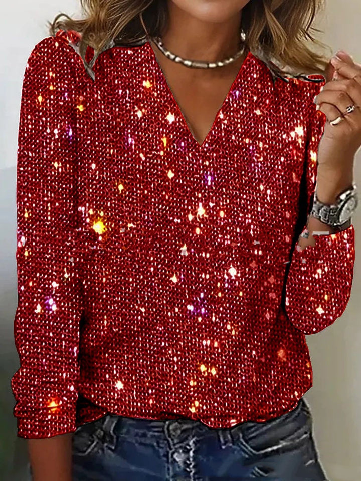 Women's Pure Color Sequins Long-sleeved T-shirt-Women's Outerwear 2023-Zishirts