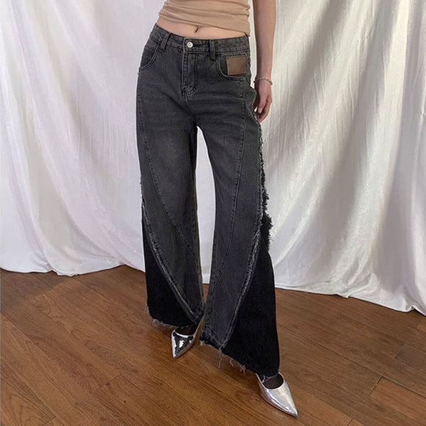 Women's Vintage Gray Long Jeans-Women's Outerwear 2023-Zishirts