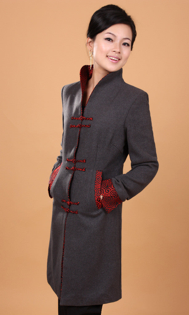 Autumn Ethnic Style Women's Retro Wool Mid-length Trench Coat-Women's Outerwear 2023-Zishirts